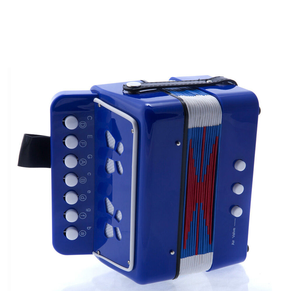 🎁Great Gift🎁 Accordion Blue 7 Button 2 Bass Kid Music Instrument