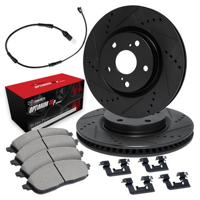For BMW Z4 23-25 R1 Concepts Drilled & Slotted Front Brake Kit w Optimum Pads