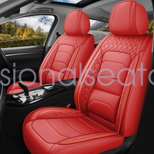 Juego completo de fundas de 5 asientos para coche Infiniti imitación impermeable protector de cojín rojo Foto 4 de 4