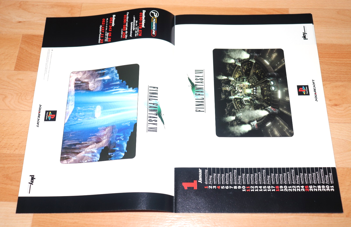 1998 Final Fantasy VII 7 PS1 Promo Rare Vintage Paper Calendar