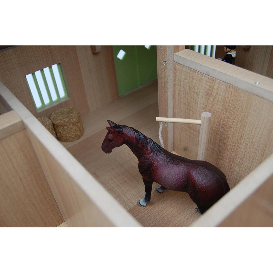 1/24 Pink & White Kids Globe Wooden Horse Stable with 4 Boxes, Storage and Wash - Image 4 of 4