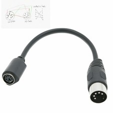 DIN5 AT Male to Mini DIN6 MDIN6 PS/2 Female PC Mac Keyboard Adapter Converter 6"