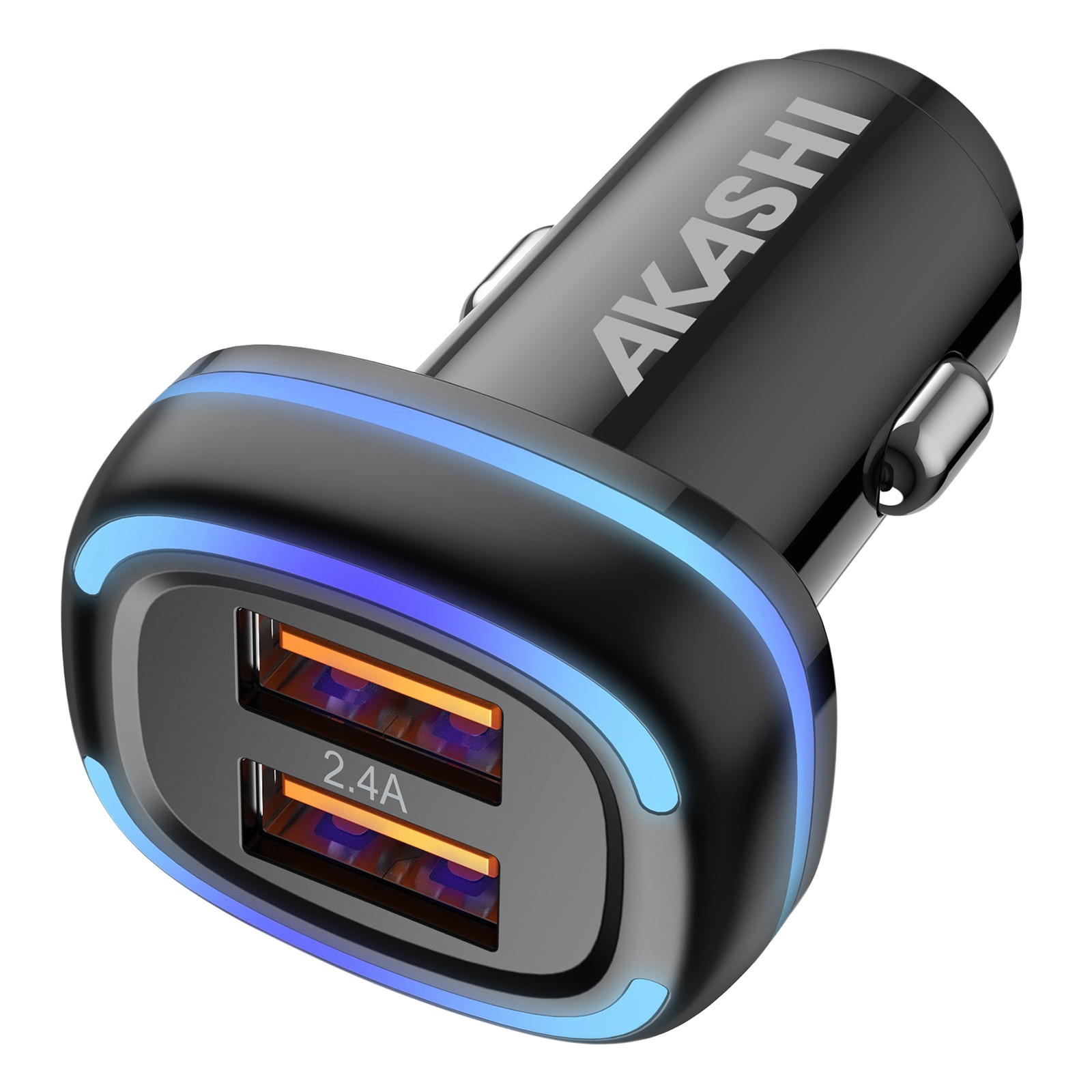 Adaptateur allume-cigare USB double Akashi 2.4A lumineux LED universel auto