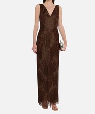Aidan Mattox by Adrianna Papell Women's Brown Beaded Low-Back Dress Size 10