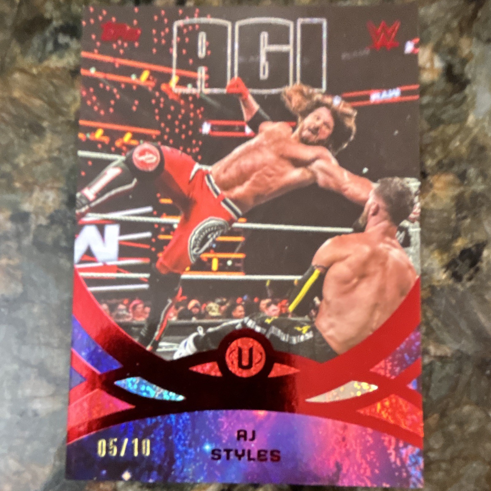 Topps 2023 WWE Peak Performance AJ Styles RED Serial Numbered /10 Card #271