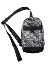 Sakroots Artist Circle Sling Style Backpack Black White Swirls Black Steel