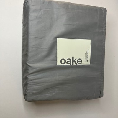 Oake Organic Cotton Twin XL Sheet Set Gray 300 TC NIP