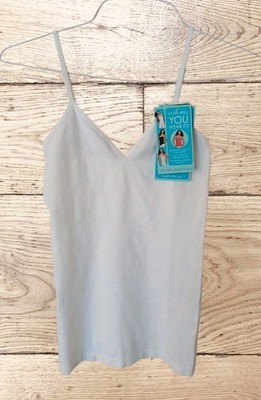 Barely There Large Cami Stretch ribbed Spaghetti straps V Neck White 4J86