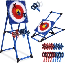 Axe Throwing Game for Backyard - 8 Throwing Axes Set - Deluxe Foldable Plastic A