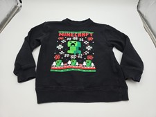 Minecraft Kids Size S Small Christmas Sweatshirt Black Holiday Sweater Youth