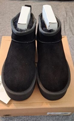 UGG Boot - schwarze Wildleder -w ultra mini Damen Schuhe in 36 Plateauhöhe: 5 cm