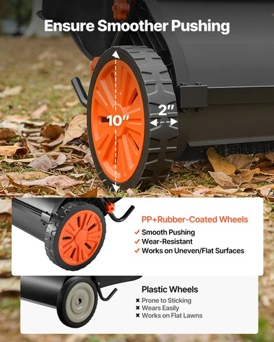 VEVOR Push Lawn Sweeper 26 in Leaf & Grass Collector 7 cu.ft. Hopper Bag Durable image 5