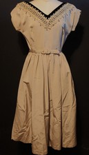 Vintage MCM Dress Evening Wear Pockets V Neck Velvet Beaded Handmade Medium
