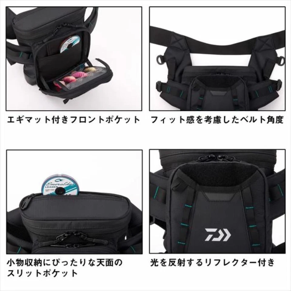 Bolsa DAIWA Fishing Tackle EMERALDAS T THIGH preta - Imagem 2 de 3