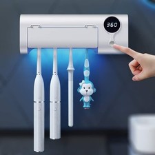 Toothbrush Holder, 4 Toothbrush Slots  Timer Function, Cordless Wall Mounted...