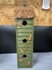 Green and copper rustic style   3 holes bird house 19 inches tall 