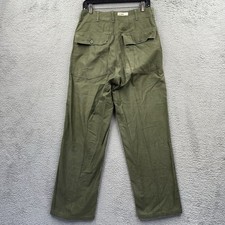 Vintage 60s OG-107 Type 1 Army Green Military Cotton Sateen Trouser Pants 30x30