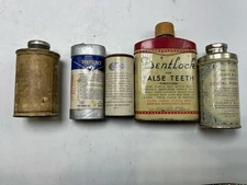 Lot Of 5 Vintage DENTAL TOOTH POWDER TINS - Colgate, Calox, Indent, & Others