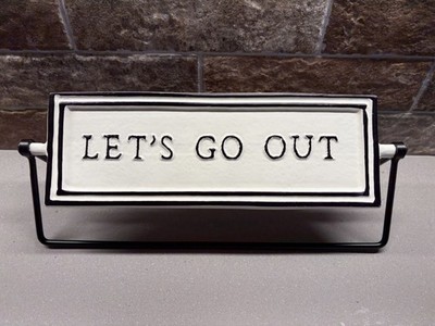 Enamel Hearth and Hand Magnolia Tabletop Sign Let's Go Out & Let's Stay In bar