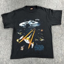 Vintage Star Wars Shirt Men Large Phantom Menace Episode 1 Space Battle USA Made