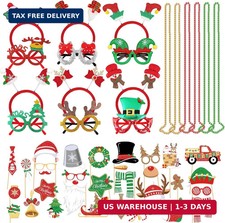 51PCS Christmas Glasses and Holiday Headbands Set Christmas Photo Booth Props Pa