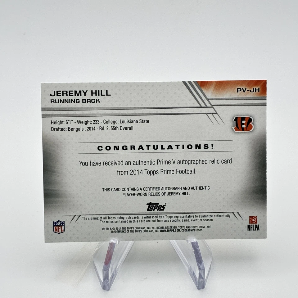 Jeremy Hill Autographed Relics Level 5 Gold RPA /25 2014 Topps Prime #PV-JH - Image 2 of 2