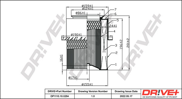Dr!ve+ DP1110.10.0284 Air Filter for MITSUBISHI
