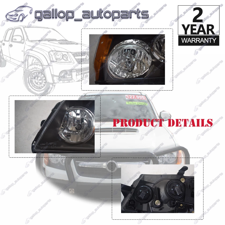 Pair LH+RH Head Lights Lamp For Holden Colorado RC 2/4DR 2008~2012 Left+Right AU - image 3 of 4