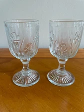 2 Vintage Depression Glass Jeanette Iris & Herringbone 3 oz. Cordial Glasses #3