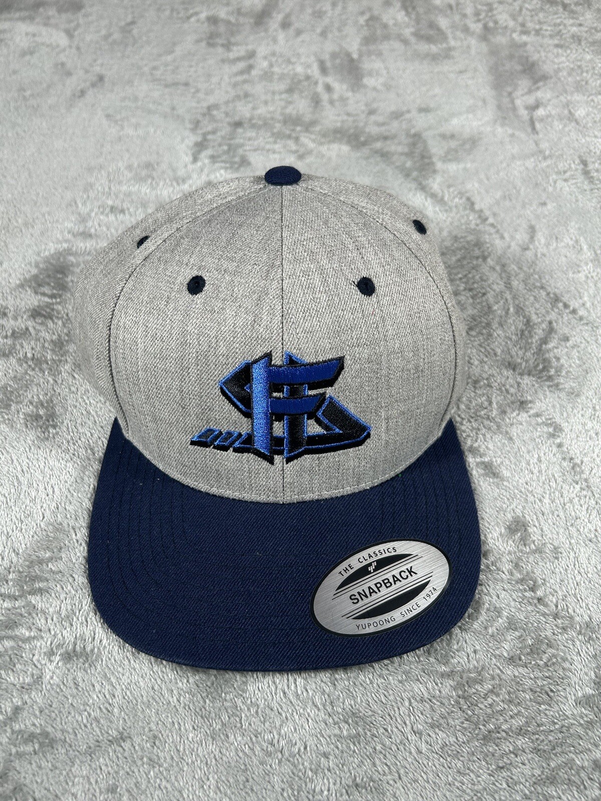 Mens Snapback Hat Gray Blue Flatbrim Lids - image 1