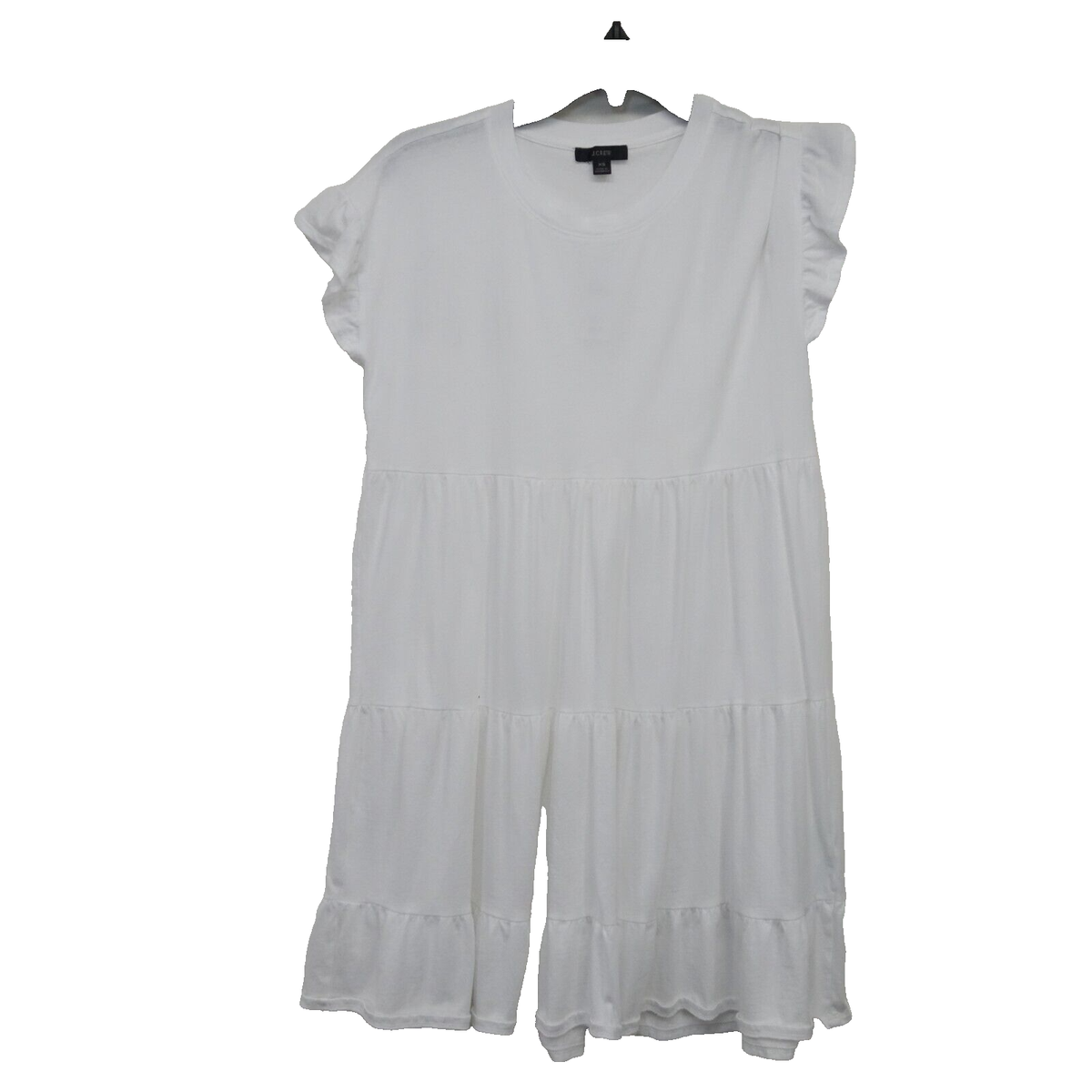 J. CREW Factory Plain White Swingy Tiered Jersey Shirt Dress Size US XS J. CREW Factory Plain White Swingy Tiered Jersey Shirt Dress Size US XS
