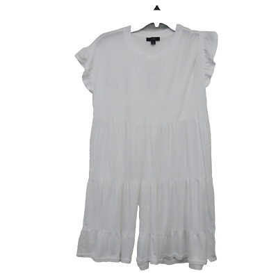 J. CREW Factory Plain White Swingy Tiered Jersey Shirt Dress Size US XS |  eBay