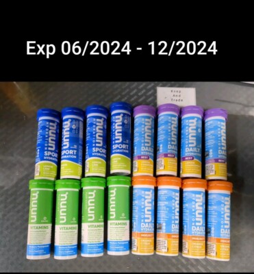 16 Tubes Nuun Hydration Sport Immunity Vitamins Rest Variety (160 Tablets)