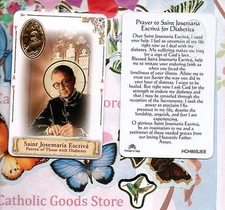 Saint St. Josemaria with Prayer (Patron of Diabetics) - Plastic stock Holy Card