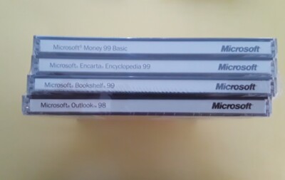 Vintage Sealed Microsoft Money, Encarta & Bookshelf 99 & Outlook 98 CD Set