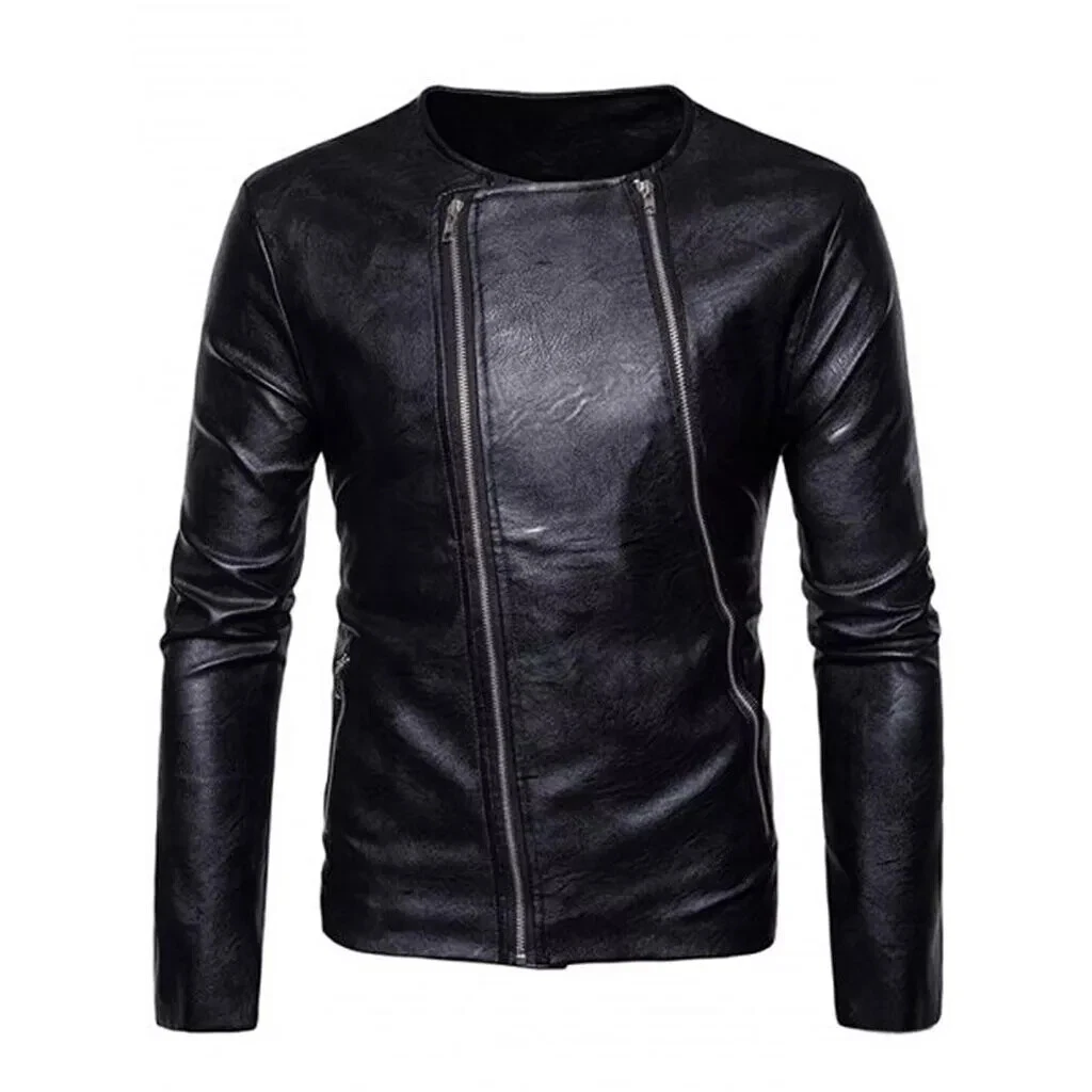 VETEMENTS Giacca uomo nera vera pelle di agnello nuova fatta a mano elegante biker