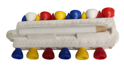Kunststoff Golf Tee Halter + Bleistift + Pitch Repairer + 12 kurze Kunststoff Tees weiß