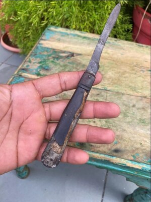 Antique Old Horn Handle Steel Blade Pocket Folding Knife Knives Vintage Knife