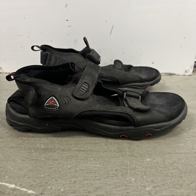 Ecco Receptor Black Leather Active Sandals Size US 13 EUR 46