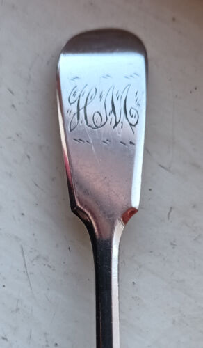 5 FRUIT Spoons A1 Silver Plated 5.5 " Fiddle Pattern Monogramed - Picture 6 of 7