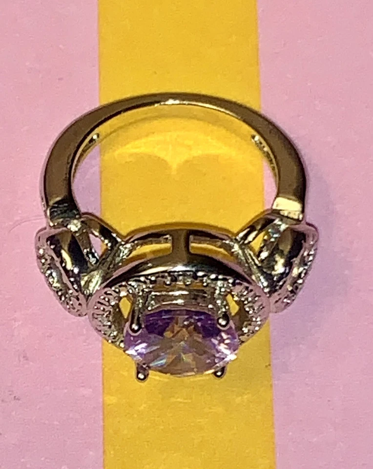 Oro Blanco 14k Relleno 2ct. Anillo de cóctel topacio rosa y circonita cúbica, talla 6, ¡nuevo en bolsa! Foto 4 de 4