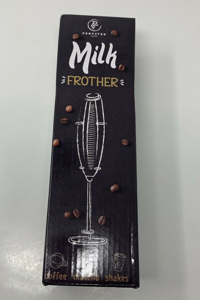 Milk Frother Handheld Foam Mixer Stainless Steel Stand Battery Op Royal Blue