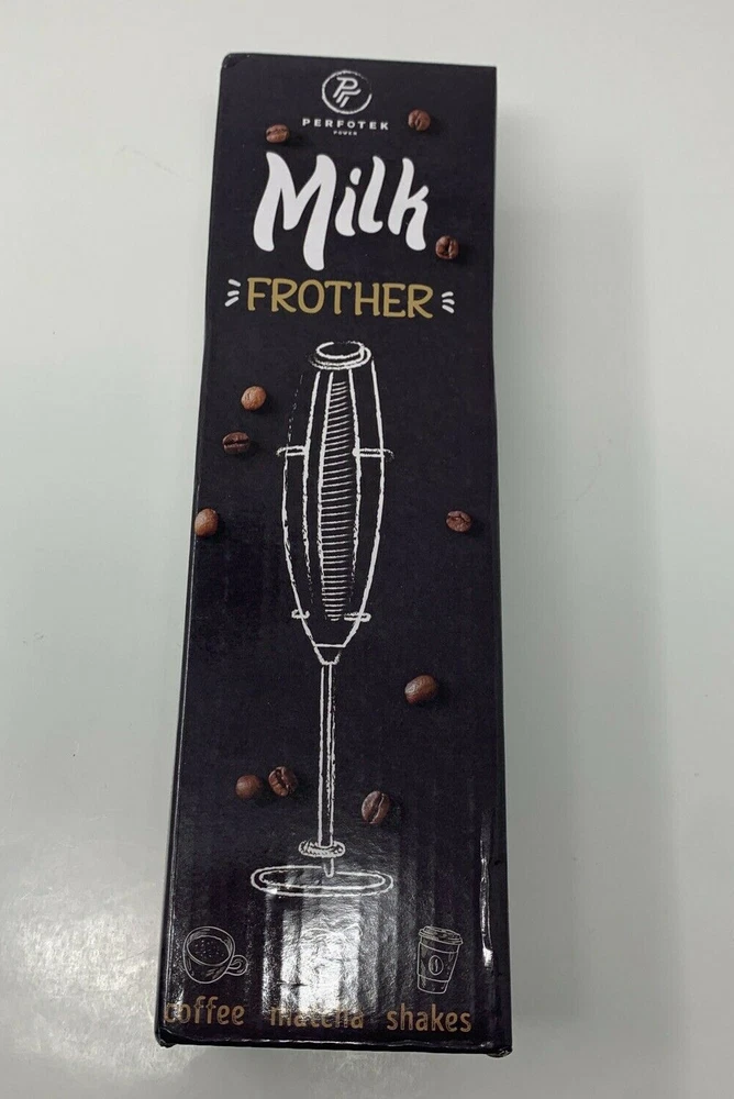 Milk Frother Handheld Foam Mixer Stainless Steel Stand Battery Op Royal Blue