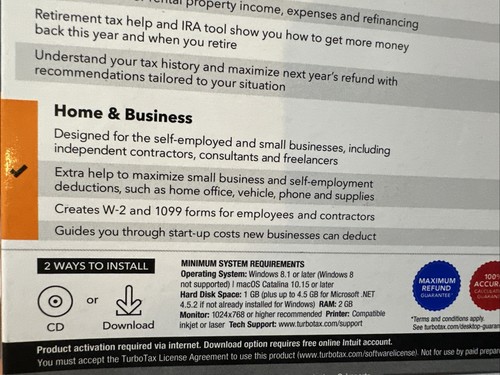 2021 Turbotax Home & Business Personal Self-Employed BRAND NEW Sealed Intuit 🐿️ - Picture 8 of 8