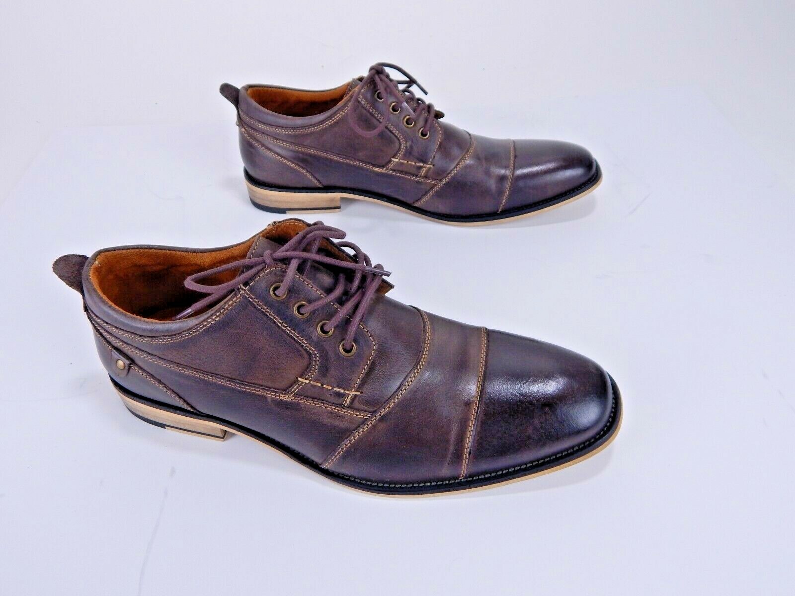 SAOLA New Oloey Men's Oxford Leather Casual Dress Shoe Formal Wedding Wooden Sole