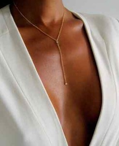 Authentic 14K Yellow Gold Plated Real Moissanite Drop Lariat Necklace 18 Inch Adjustable
