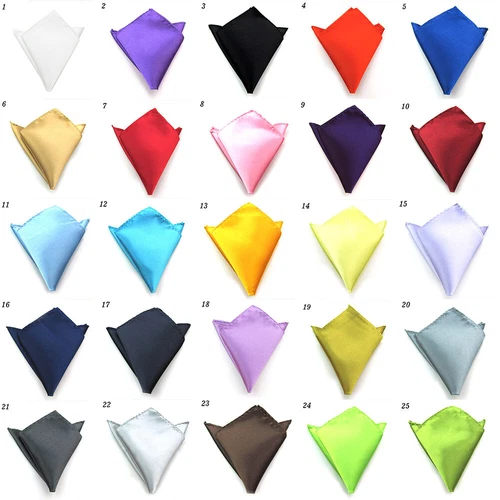 4Pcs Plain Pocket Square Wedding Mens Satin Solid Handkerchief Hanky Jacket Suit - Picture 3 of 31