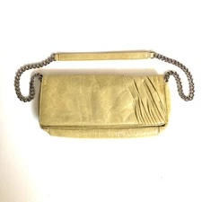 HOBO INTERNATIONAL Yellow Distressed Leather Shoulder Bag Purse w/ Chain Strap