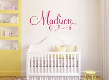 Wall Stickers custom baby name swirls vinyl decal decor Nursery kids colour big