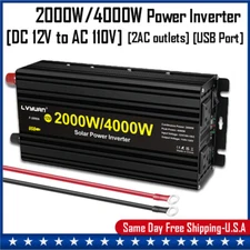 2000W 4000W Solar Power Inverter 12V to 110V Converter Dual USB Travel Camping